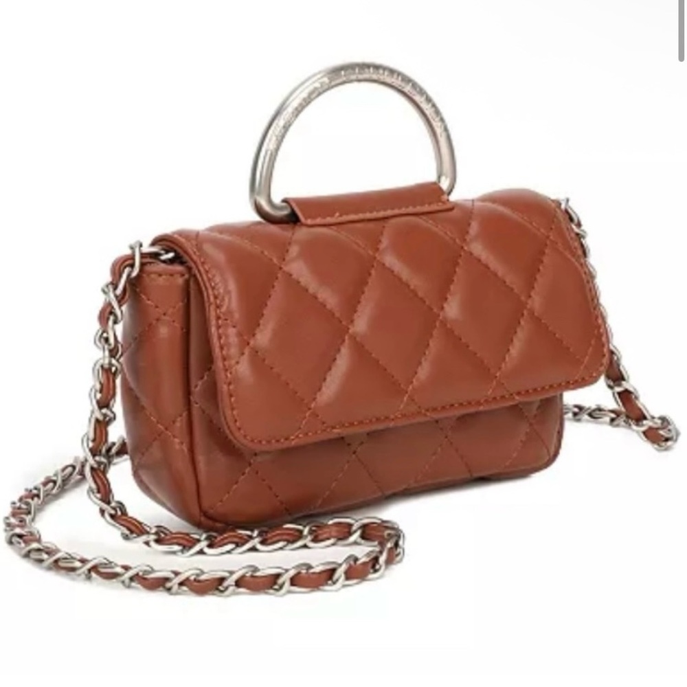 French Connection Brown Quilted Crossbody Bag